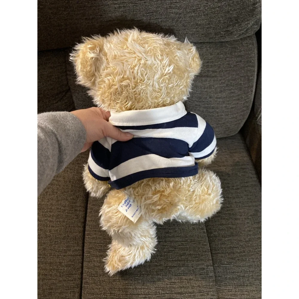 Build A Bear Cream Colored Bear With Blue And White Shirt and Centennial 17 🧸